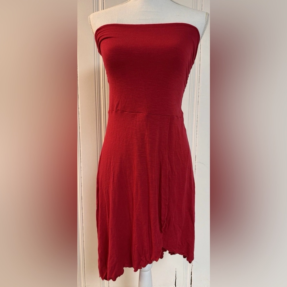 Venus Women's Strapless Dress M Solid Red  Sundress Cover Up Skirt